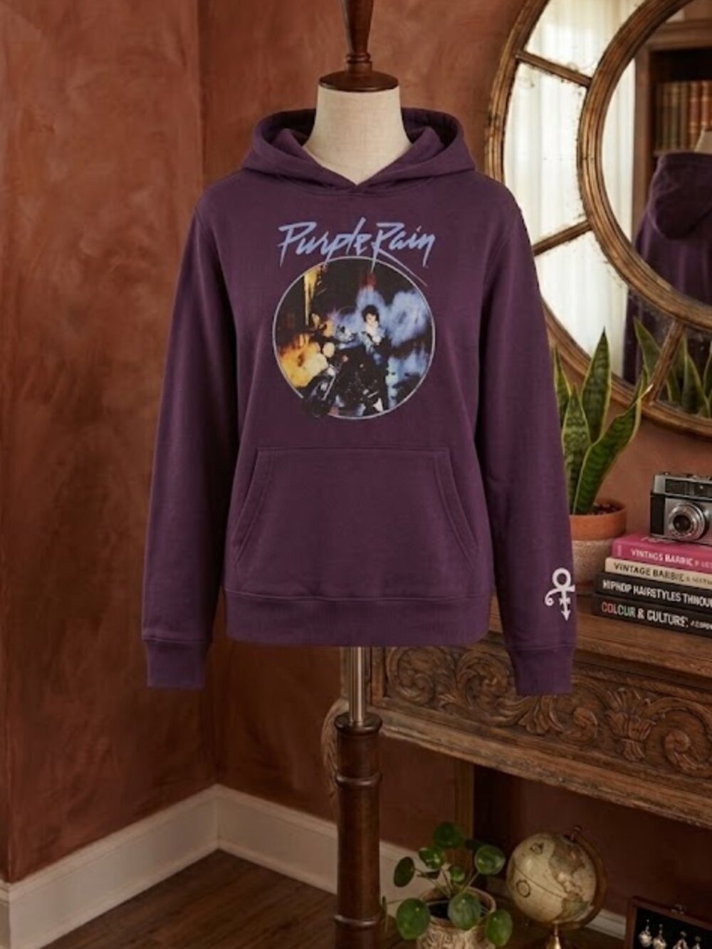 Purple Rain Graphic Crewneck Hoodie - Purple